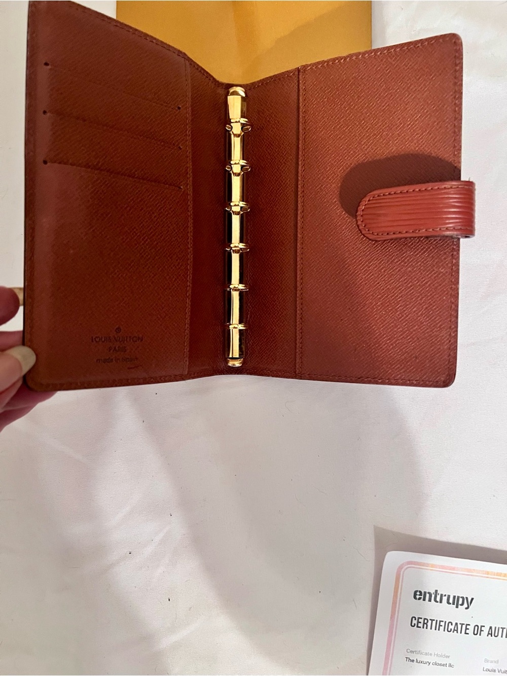 Louis Vuitton Brown Leather Mini Ring Agenda Organizer / Passport Holder.